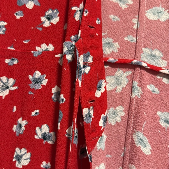 ROUJE GABIN RED FLORAL MIDI WRAP DRESS - Picture 8 of 11